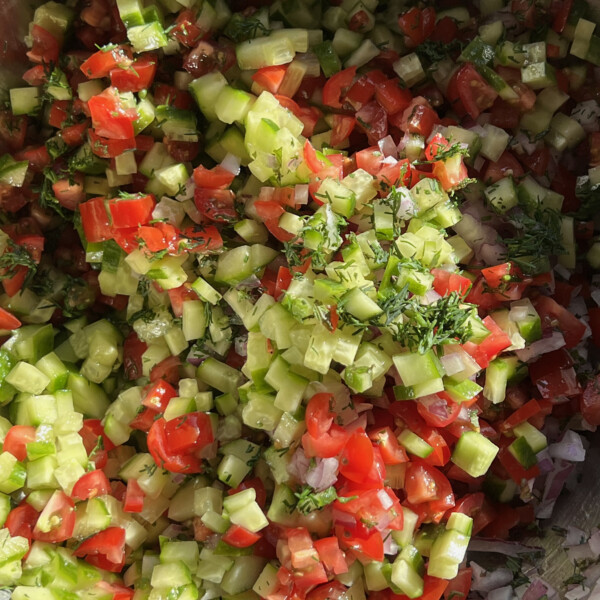 shirazi salad in a bowl