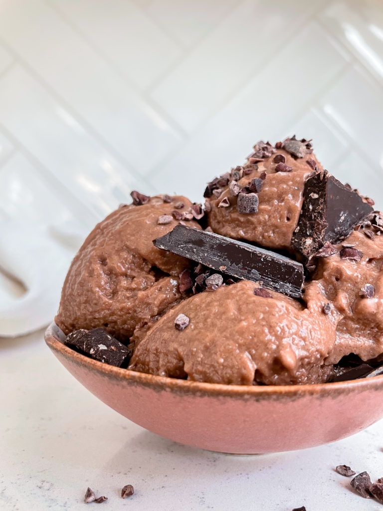 ice cream in a pink bowl