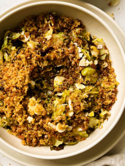 roasted brussels sprouts salad in a bowl