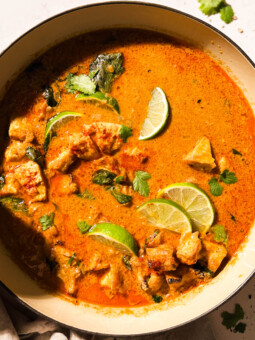 coconut lime curry in a pan