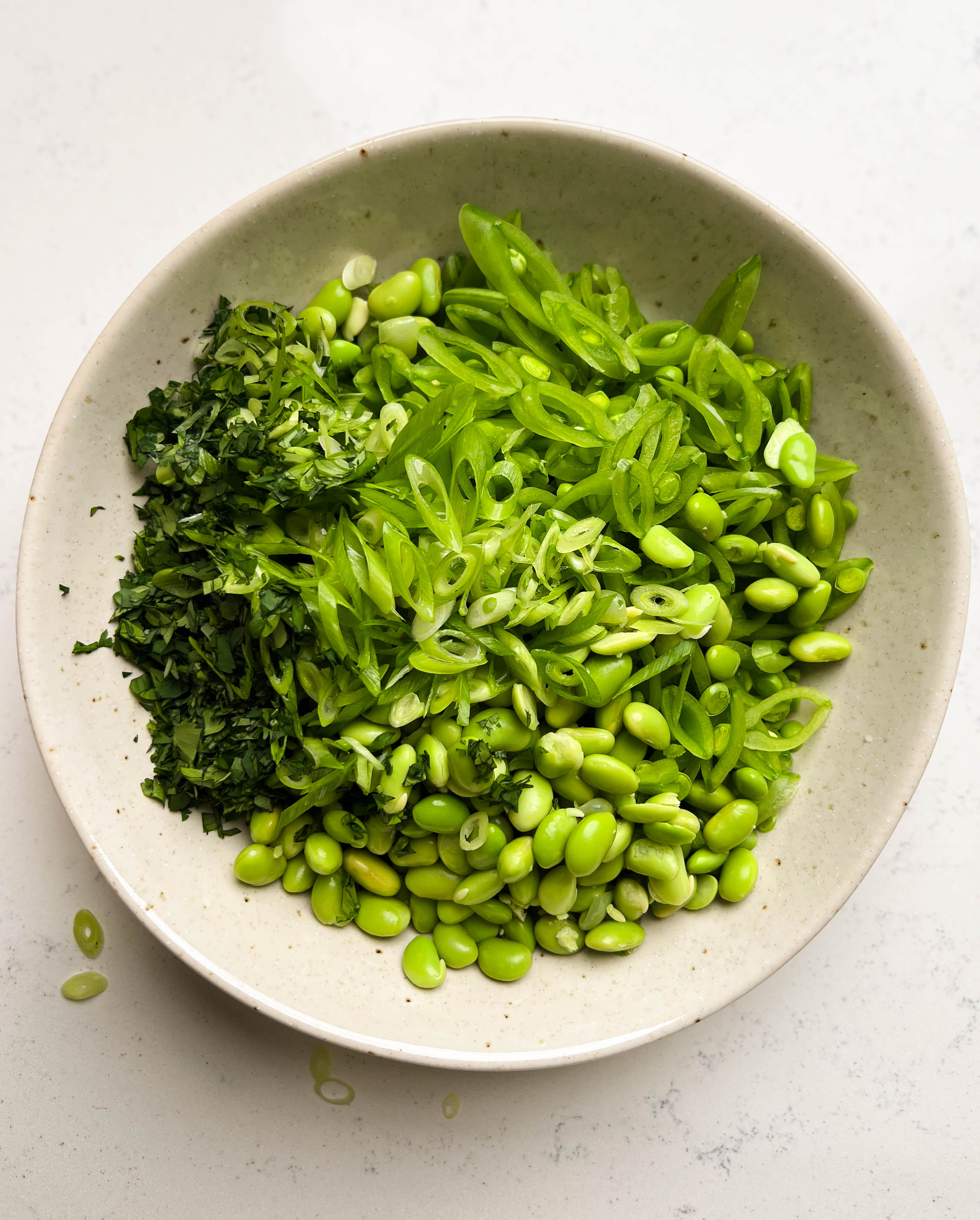 snap pea salad in a bowl