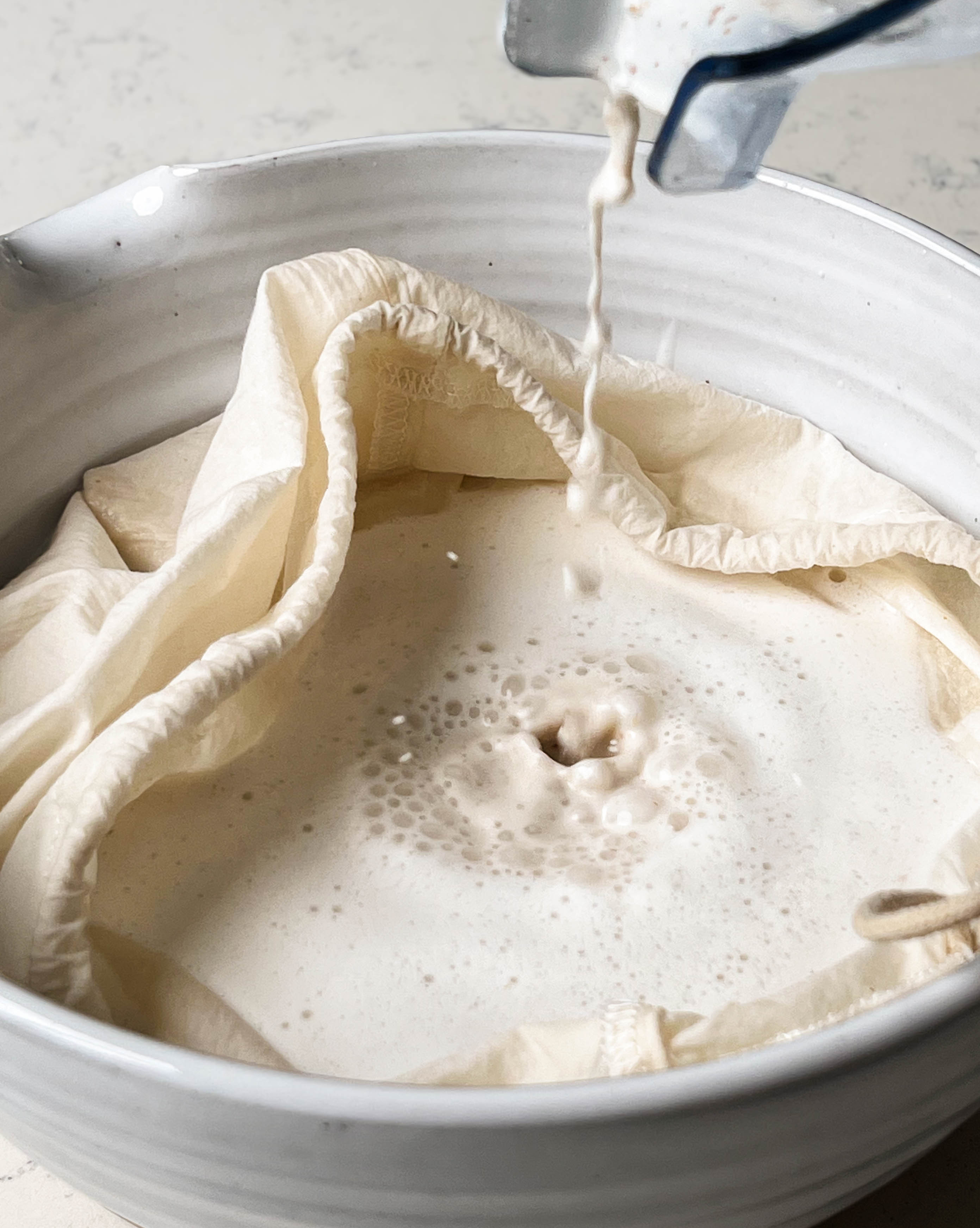homemade nut milk in a bowl