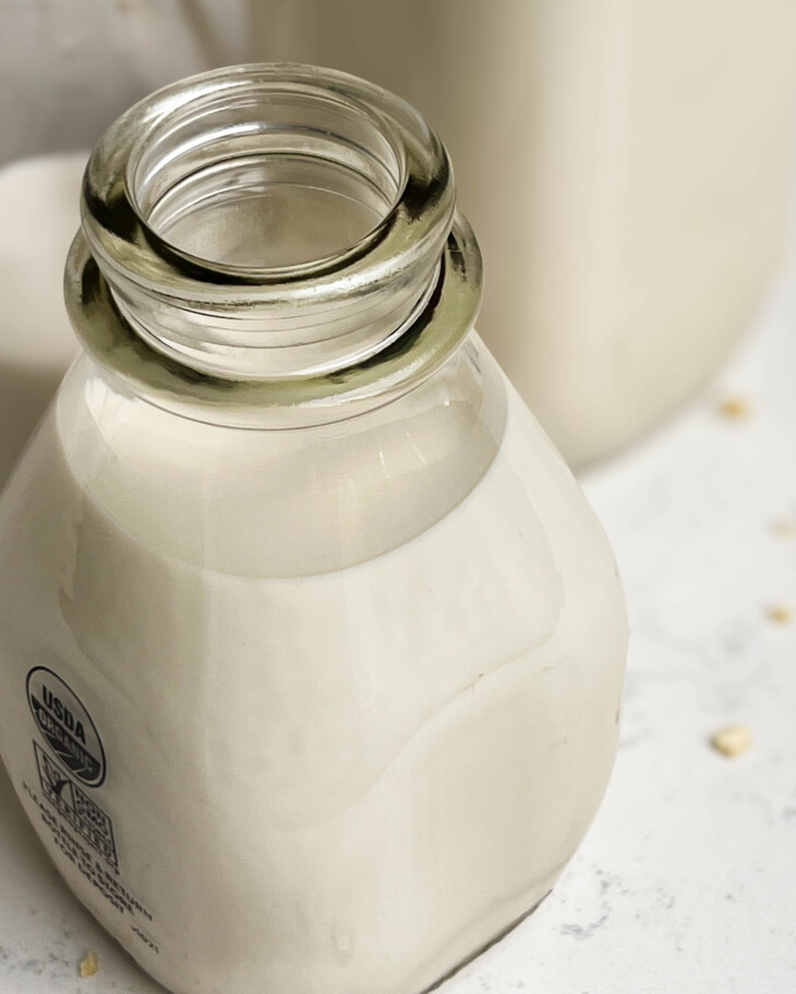 homemade nut milk in a jar