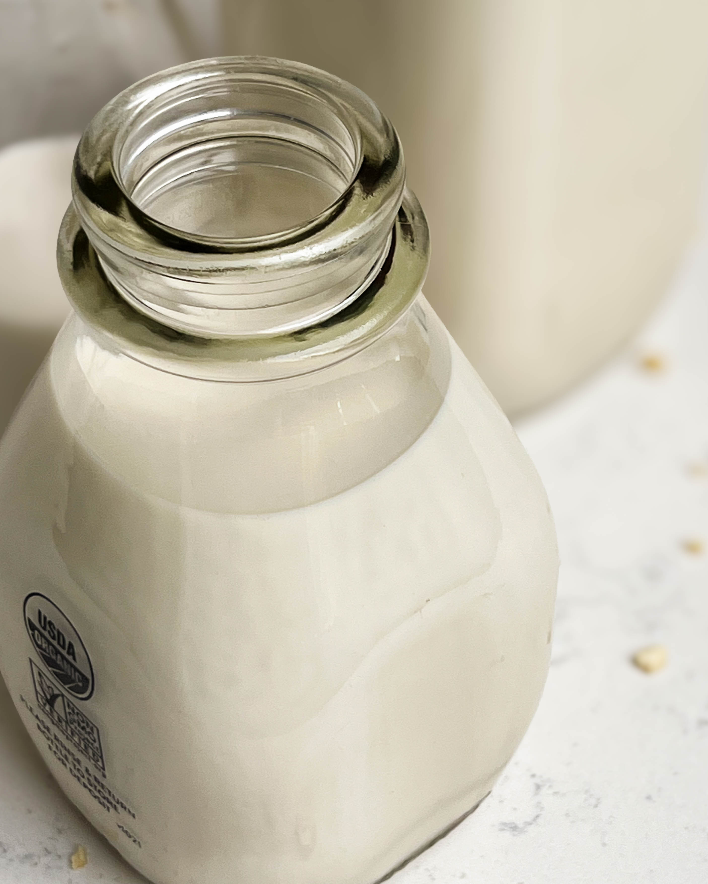 homemade nut milk in a jar